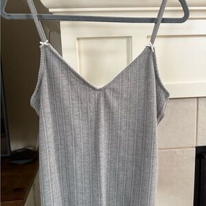 Abercrombie & Fitch Gray Ribbed Dress with Spaghetti Straps